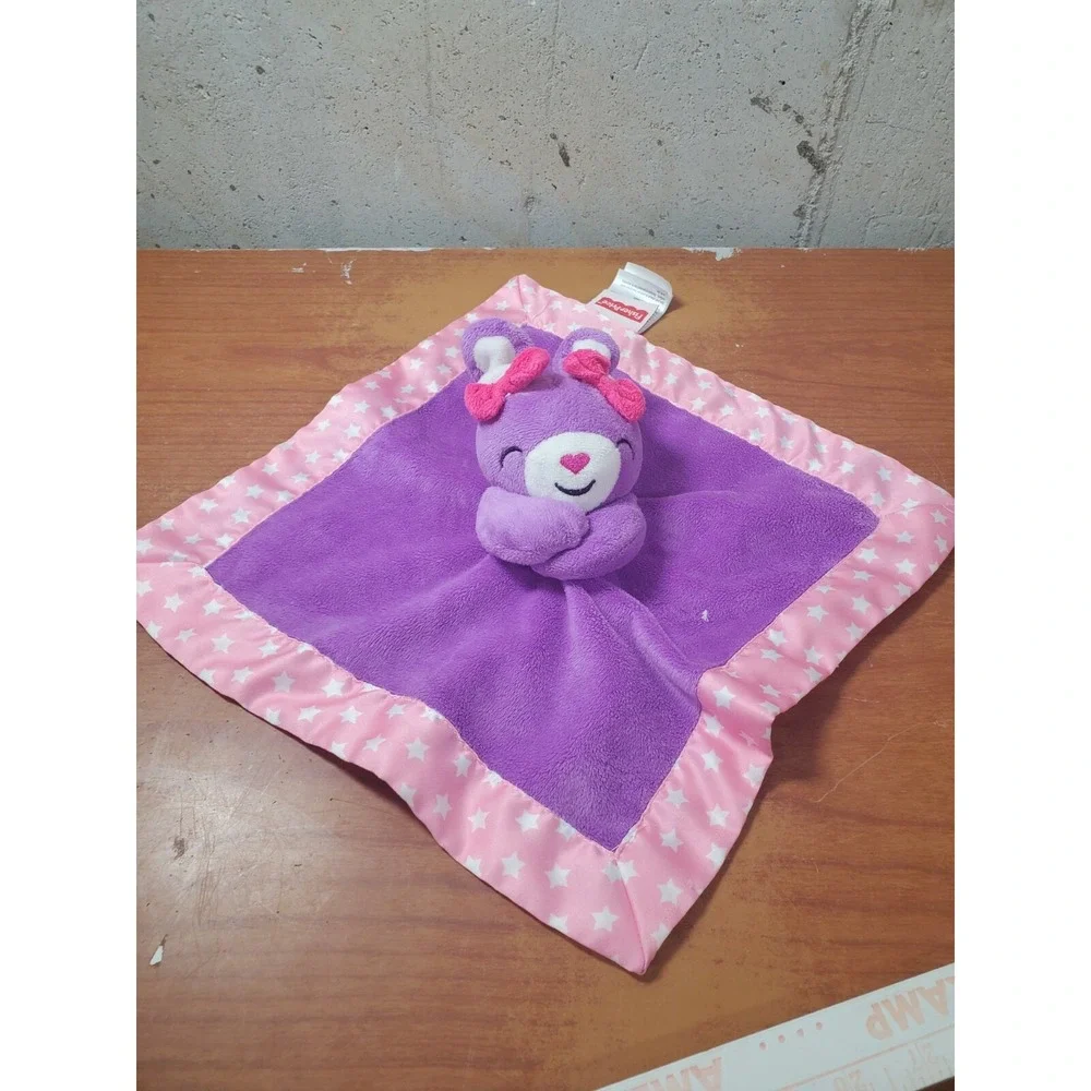Fisher Price‎ Baby Lovey Plush Bunny Rabbit Purple Pink Stars Satin